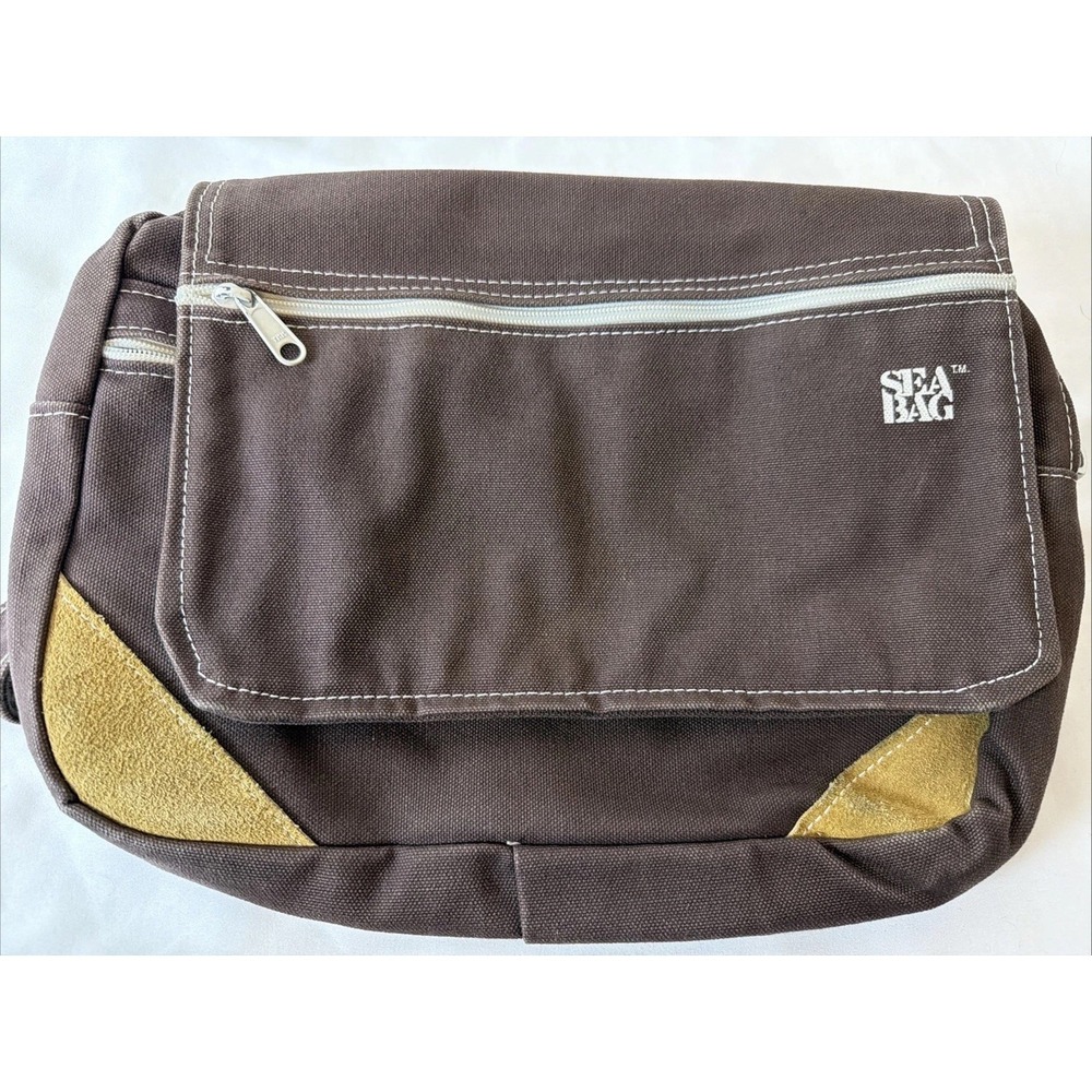 Sea Bag Canvas Messenger Laptop Bag Brown Tan Crossbody Satchel Travel Work Tote